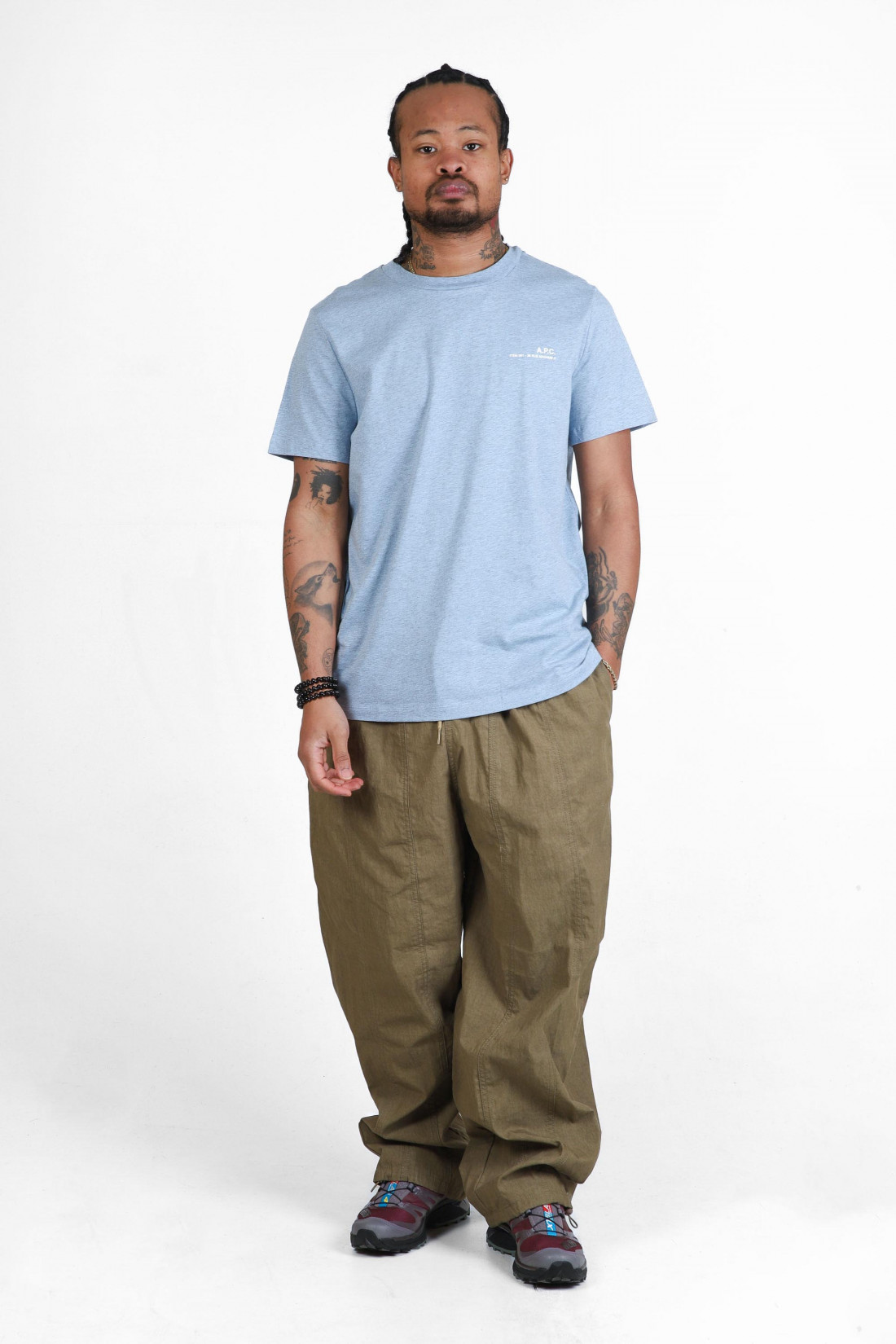 T-shirt standard item Bleu clair/ecru