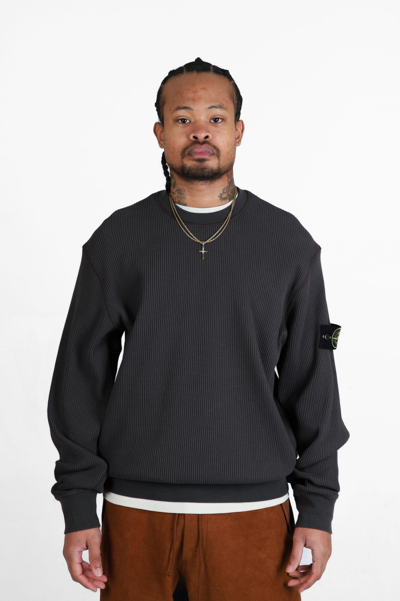 6100008 waffle crewneck v0065 Carbone