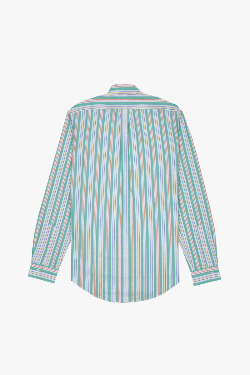 Custom fit stripe oxford shirt Green/white multi