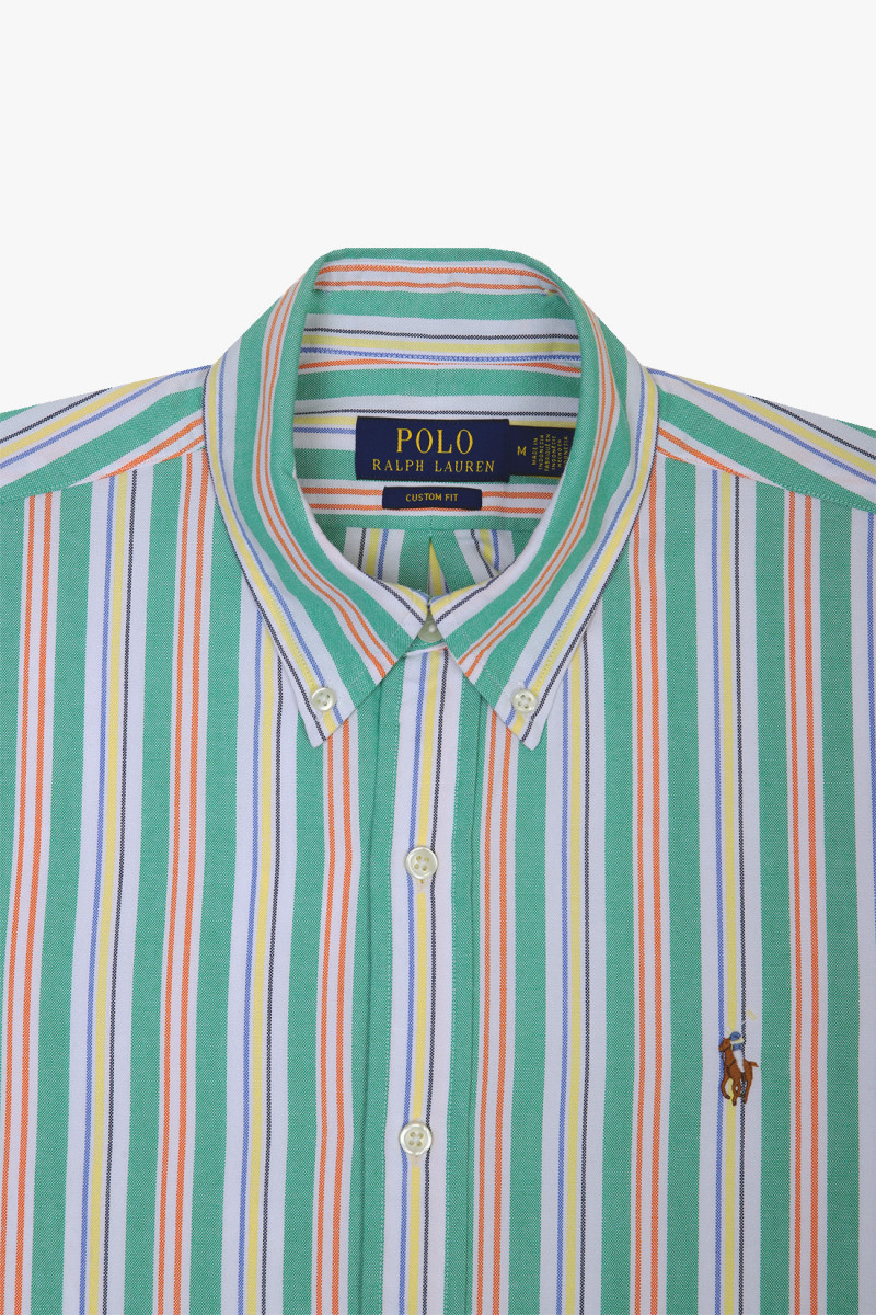 Custom fit stripe oxford shirt Green/white multi