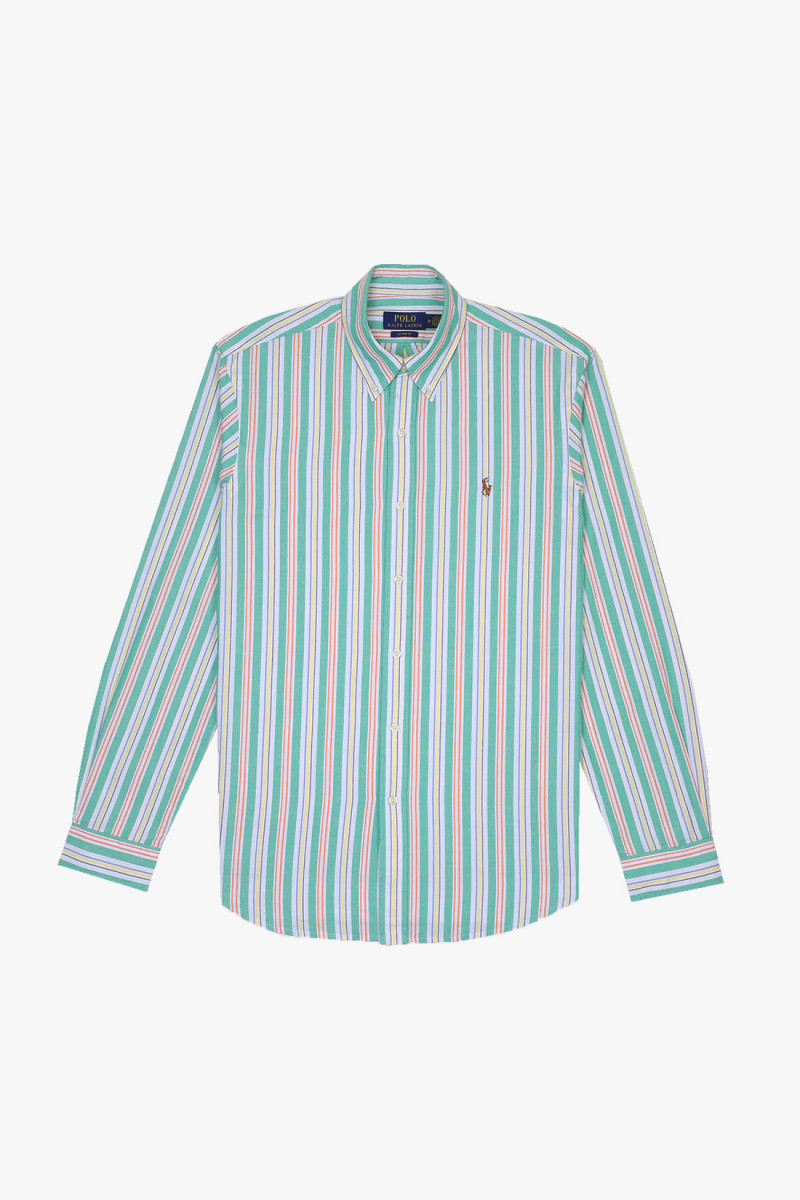 Custom fit stripe oxford shirt Green/white multi