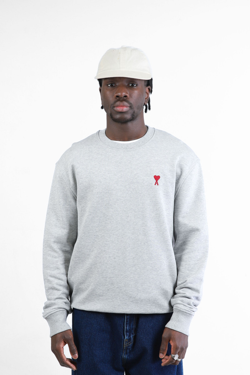 Sweatshirt ami de coeur rouge Gris cendre chine