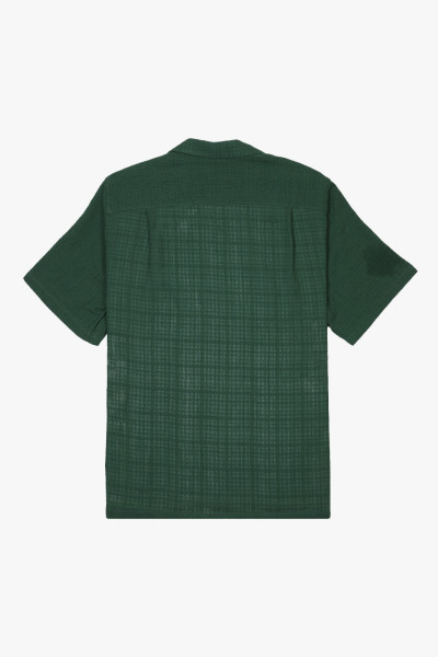 Portuguese flannel Linen camp collar Green - GRADUATE STORE