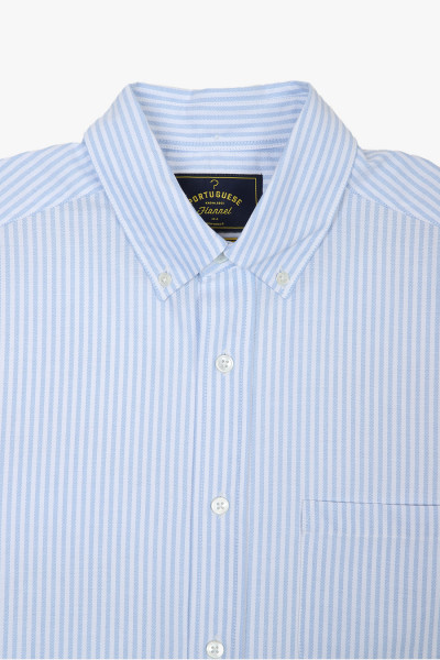 Portuguese flannel Belavista stripe Light blue - GRADUATE STORE