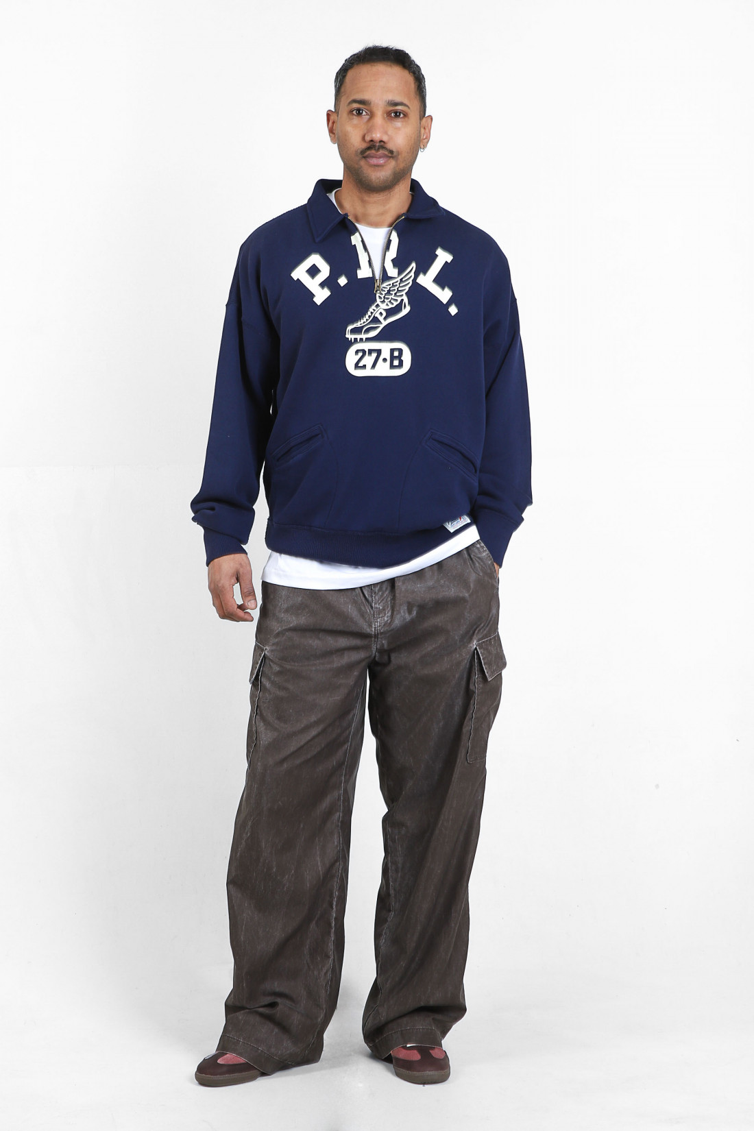 Vintage fit logo fleece sweat Navy