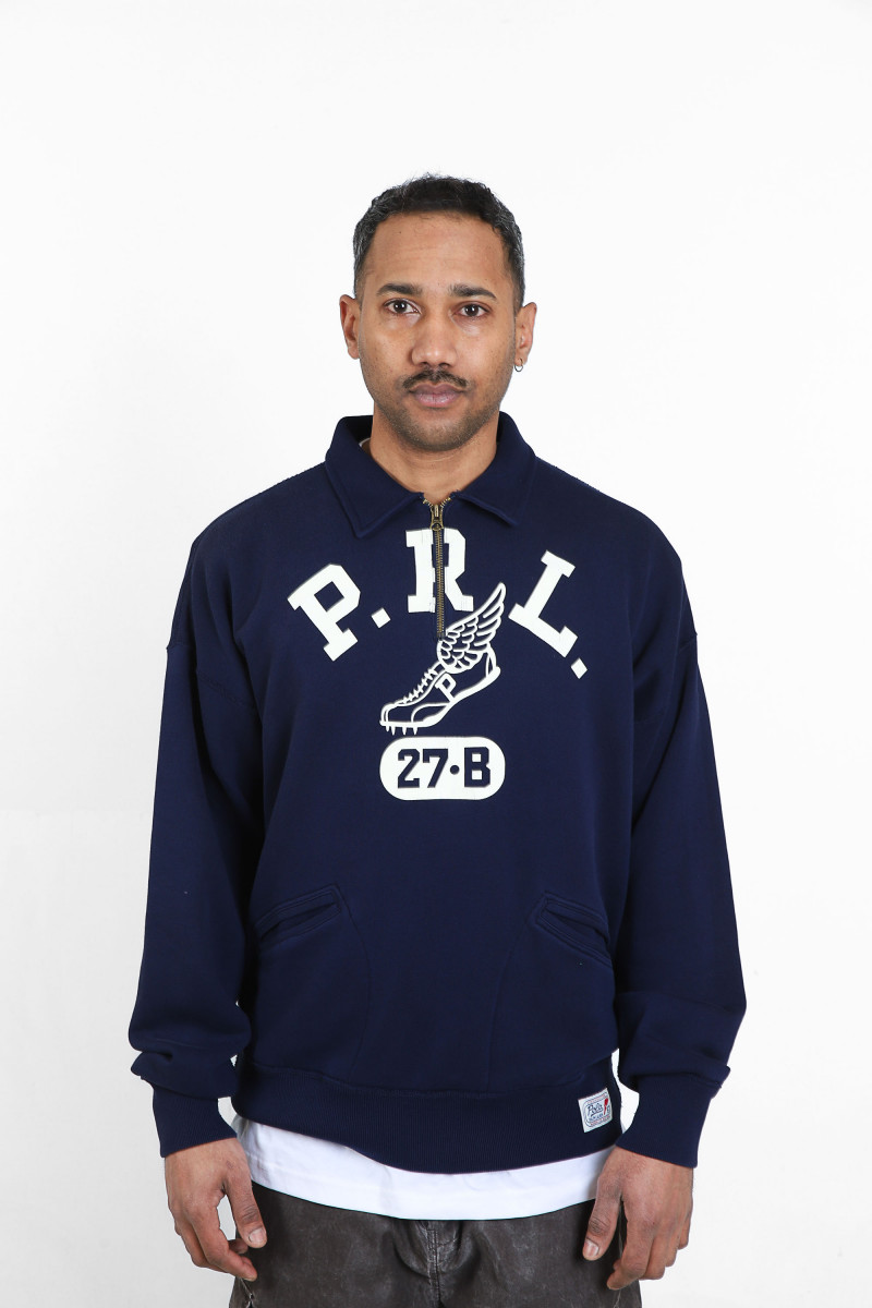 Vintage fit logo fleece sweat Navy