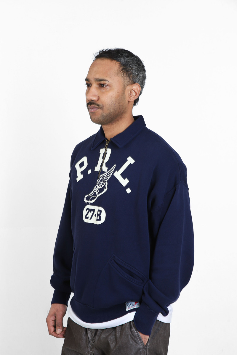 Vintage fit logo fleece sweat Navy