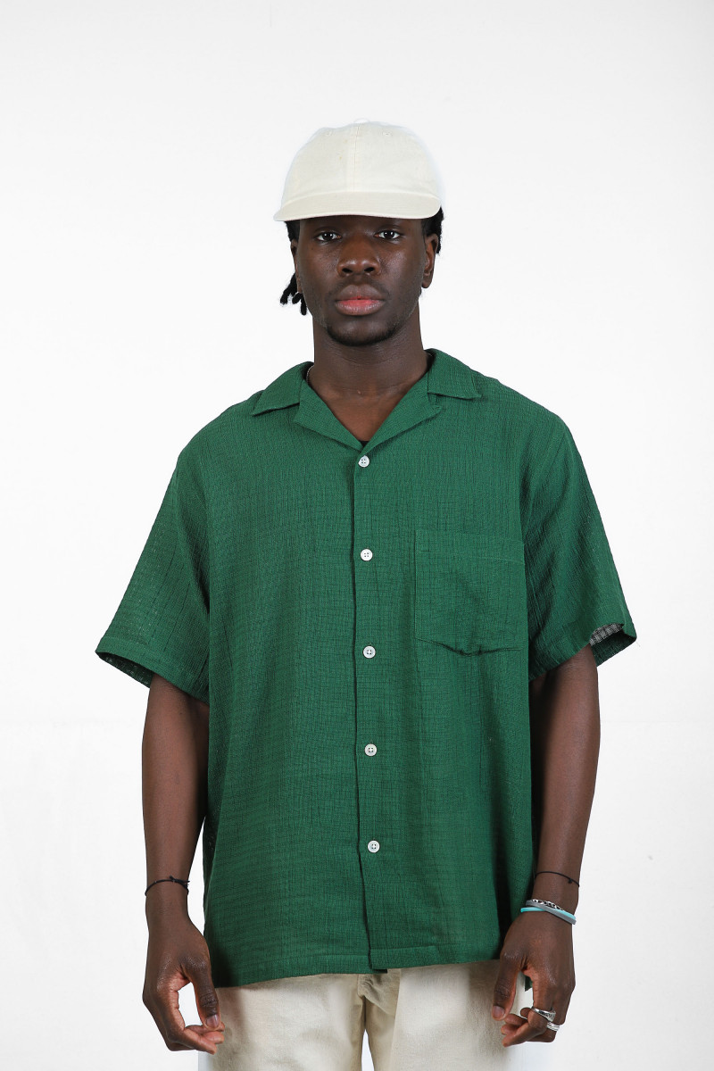 Linen camp collar Green