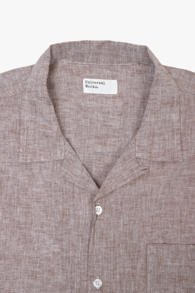 Universal works Road shirt linen mix Brown - GRADUATE STORE