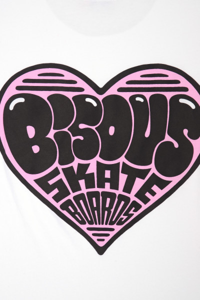 Bisous skateboards Tshirts heart White - GRADUATE STORE