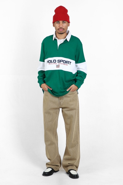 Classic fit polo sport rugby Green/white