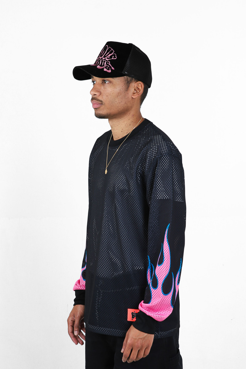 T-shirt moto flame ls Black