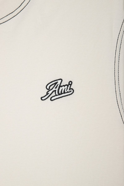 Ami T-shirt signature ami Blanc creme - GRADUATE STORE