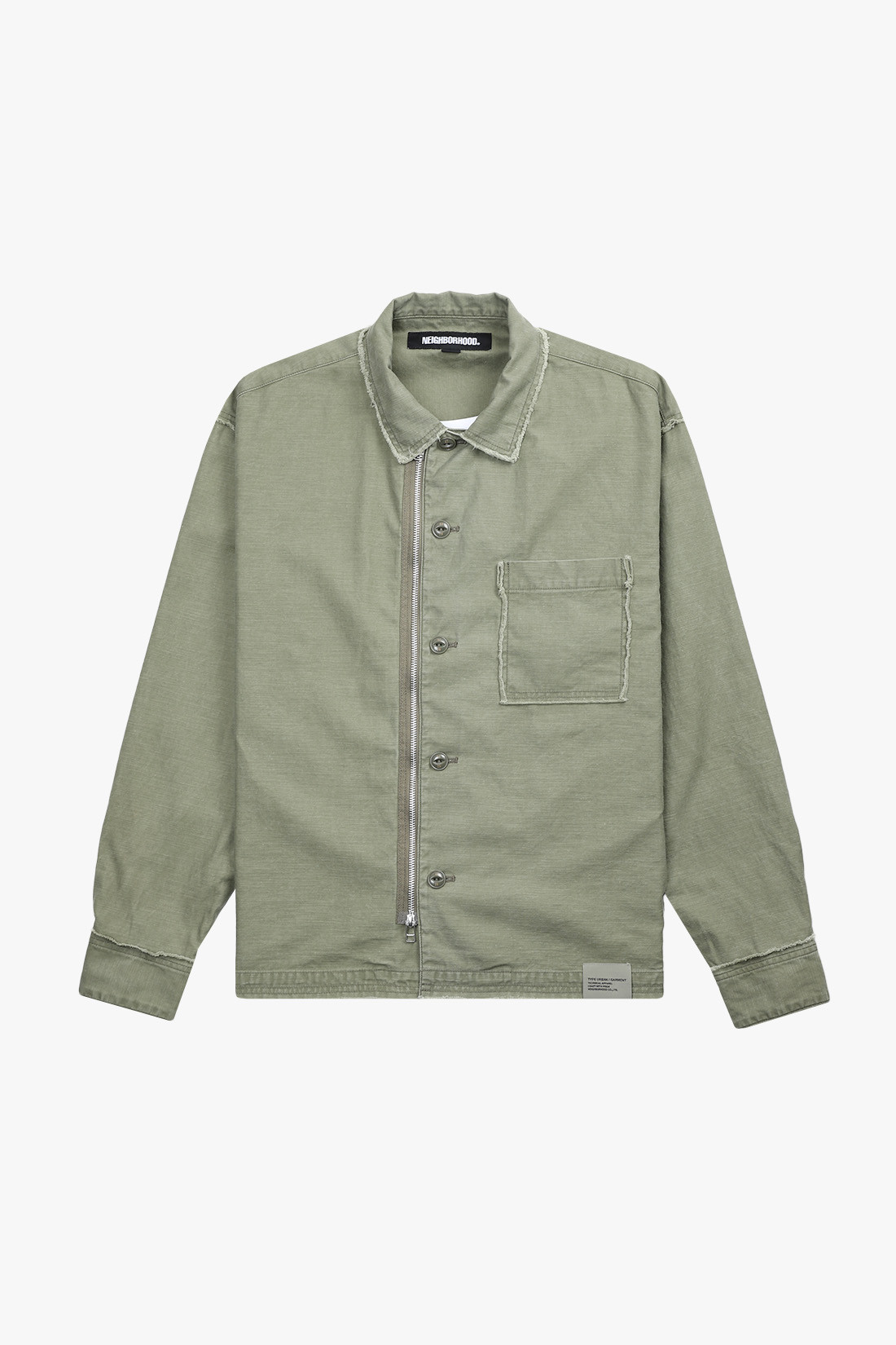 Untrimmed zip shirt ls Olive drab