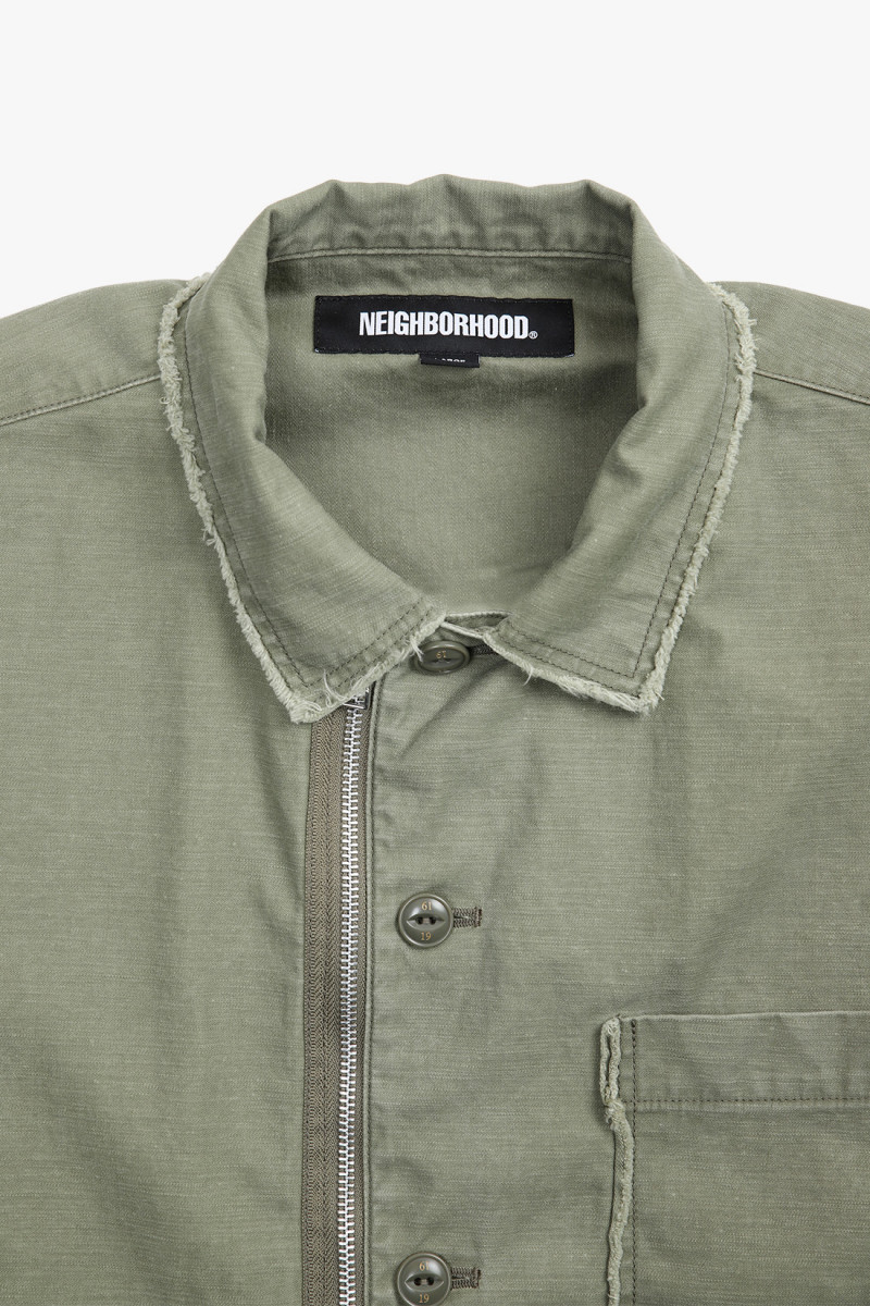 Untrimmed zip shirt ls Olive drab