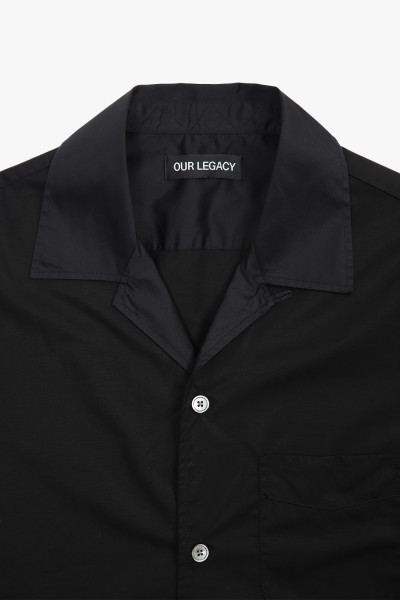 Our legacy Heusen shirt shortsleeve Black poplin - GRADUATE STORE