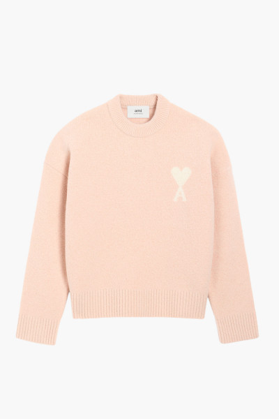 Ami Pull col rond ami de coeur Poudre / ecru - GRADUATE STORE