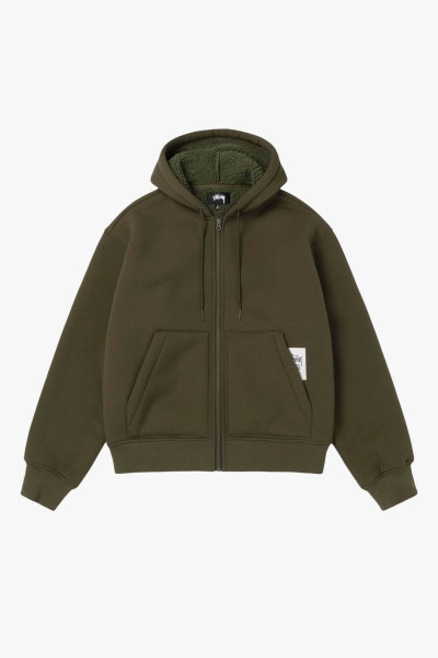 Stussy Bonded sherpa lined hood Green - GRADUATE STORE