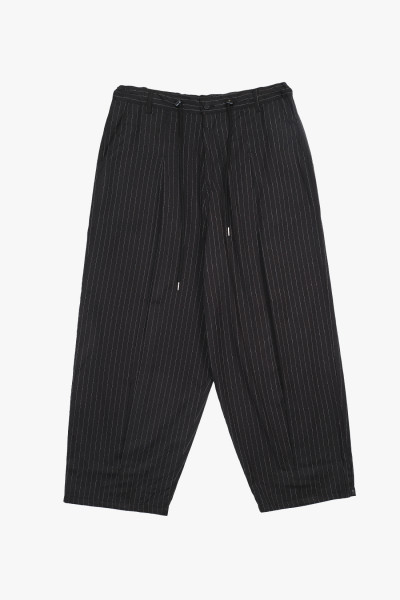 Stripe pleat pants Black