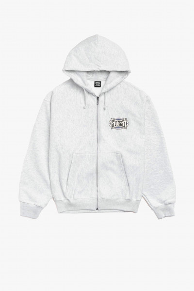Stussy Champion oval zip hood Ash heather - GRADUATE STORE