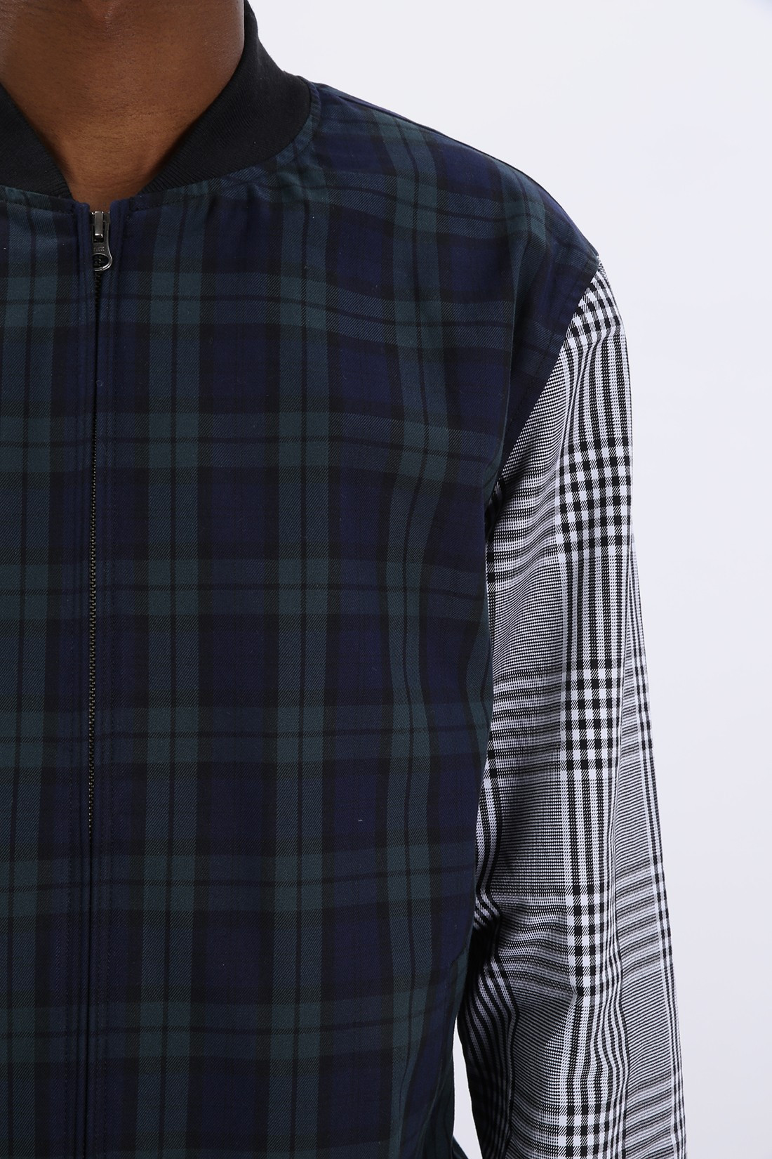 stussy mixed plaid bomber jacket