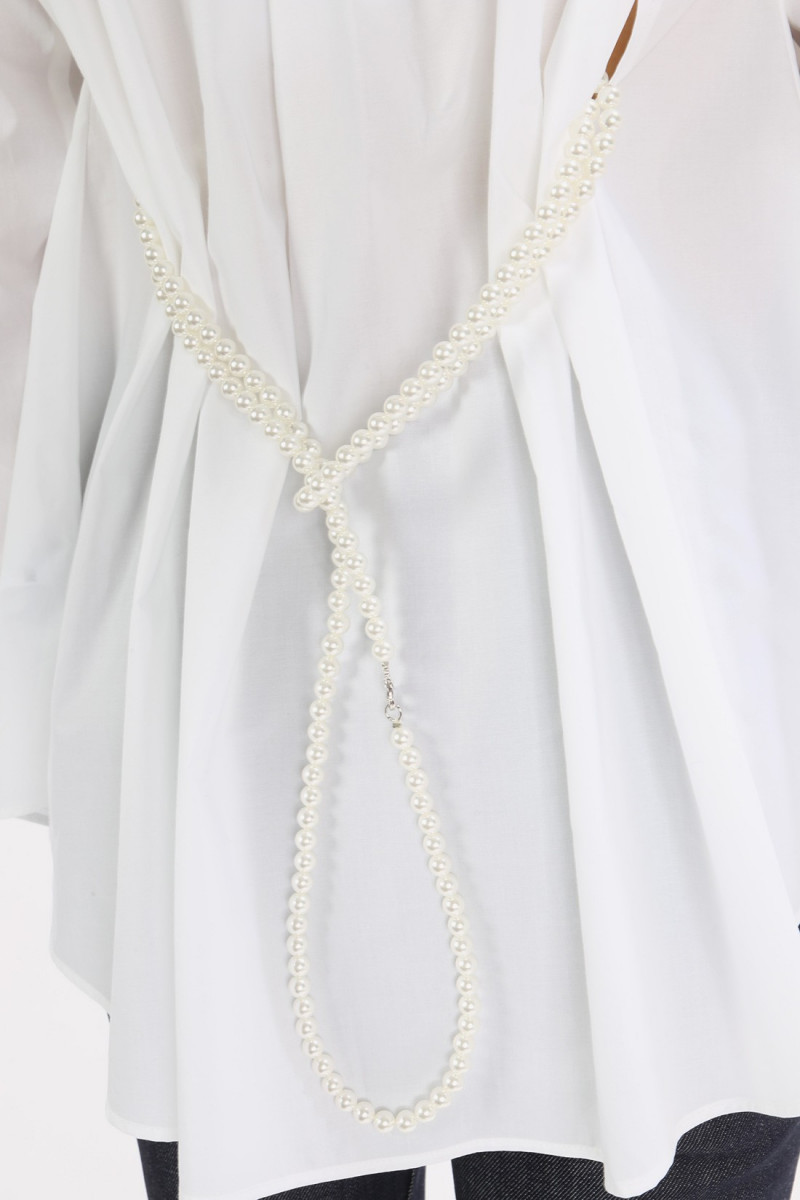 Faux pearl embellished cotton White