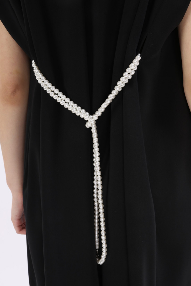 Faux pearl embellished dress Black