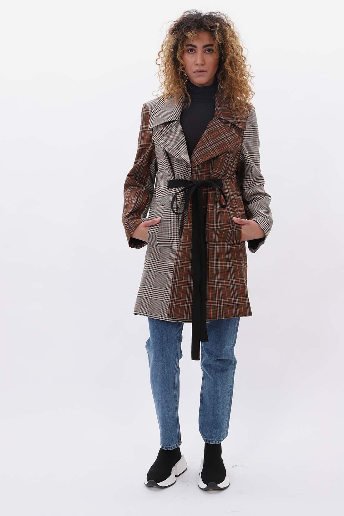 Mm6 maison margiela Tweed patchwork coat Brown GRADUATE STORE FR