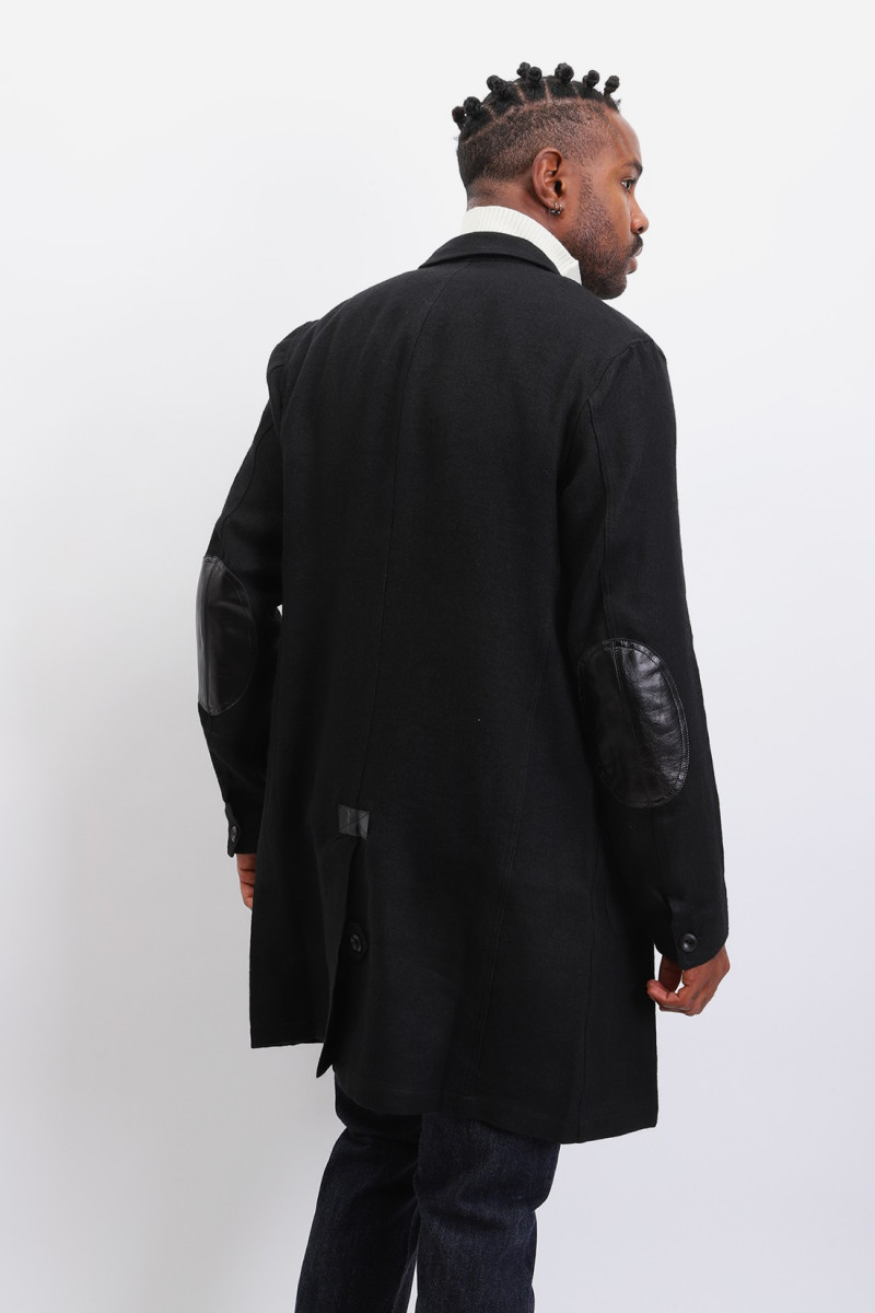 Wf-c401-w20 wool linen coat Black