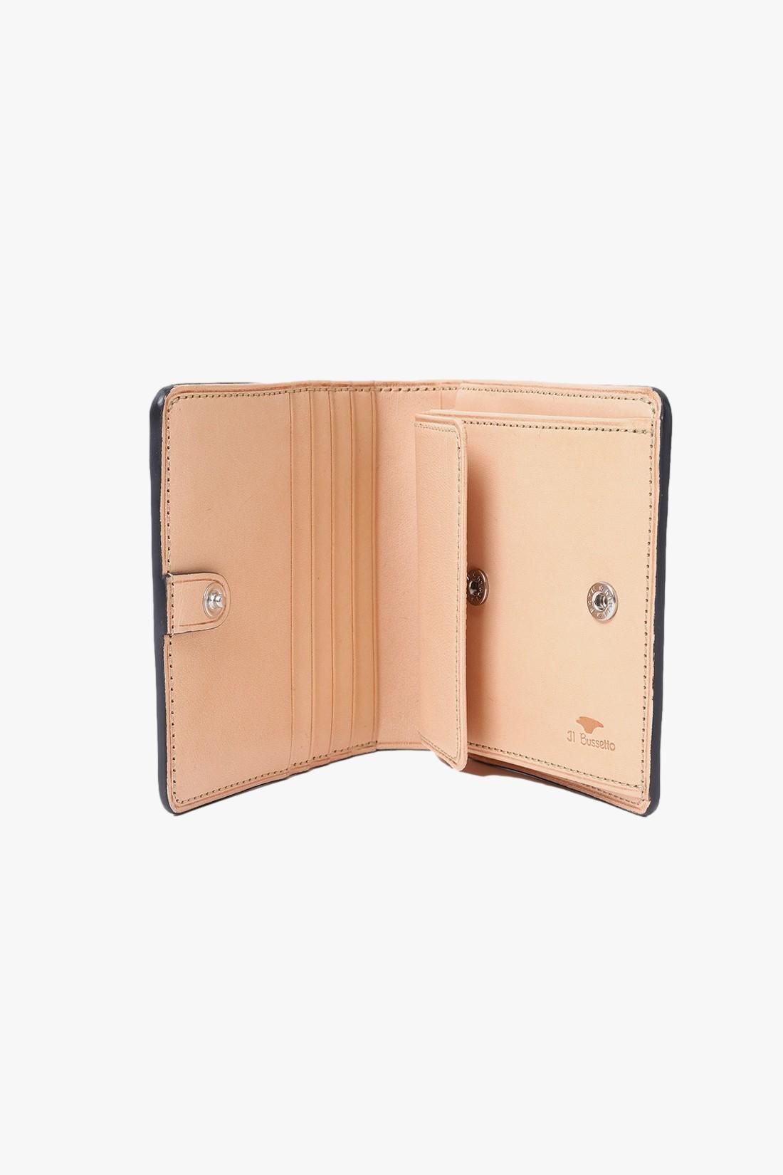 IL BUSSETTO / Bi-fold wallet with snap Forest green