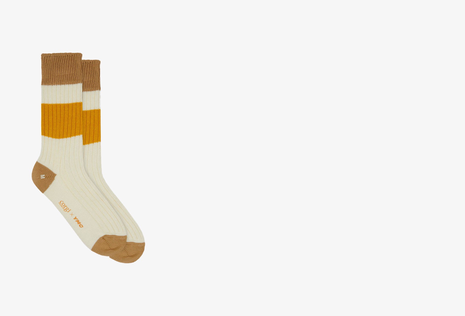YMC / Corgi cotton rib sport socks Ecru / sand