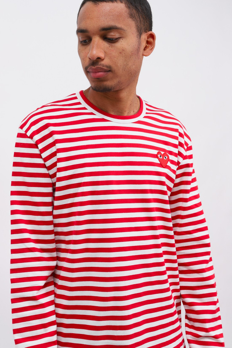 Imminent layer vegetarian Comme des garçons play Play striped t-shirt Red white - GRADUATE ...