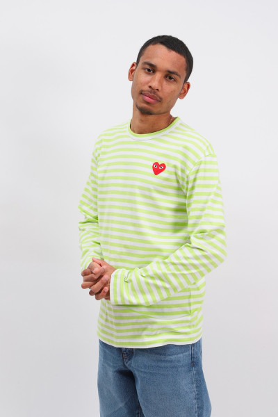 Comme des garçons play Play striped Green white - GRADUATE STORE