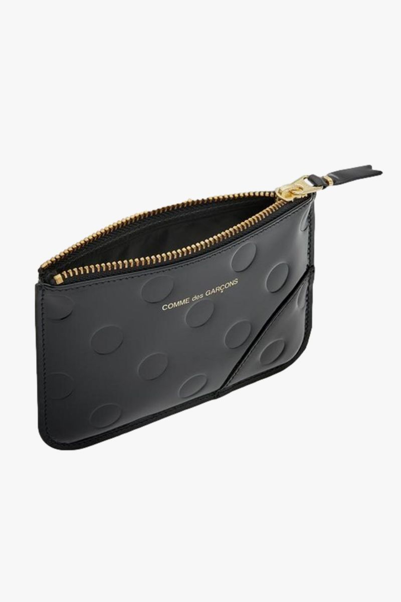 Cdg leather wallet polka dots Black