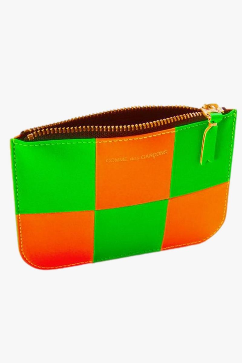 Comme des garçons wallets Cdg wallet fluo squares Orange green - ...