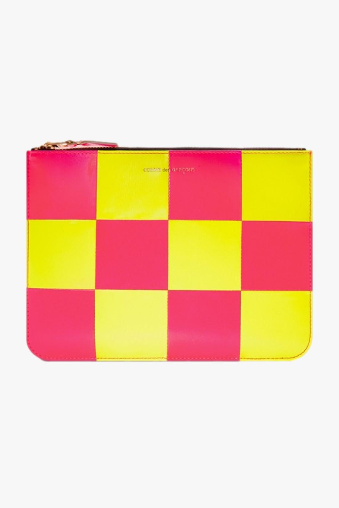 Cdg wallet fluo squares Yellow pink
