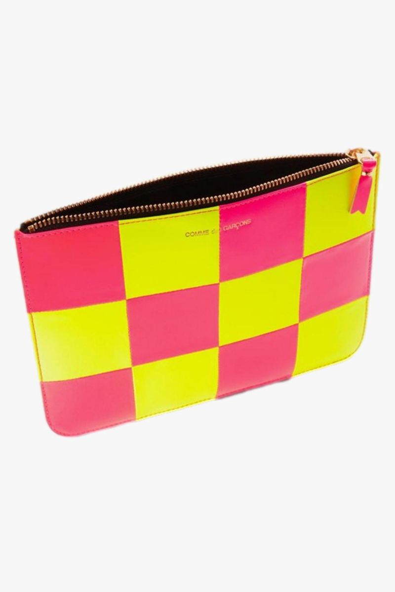 Cdg wallet fluo squares Yellow pink