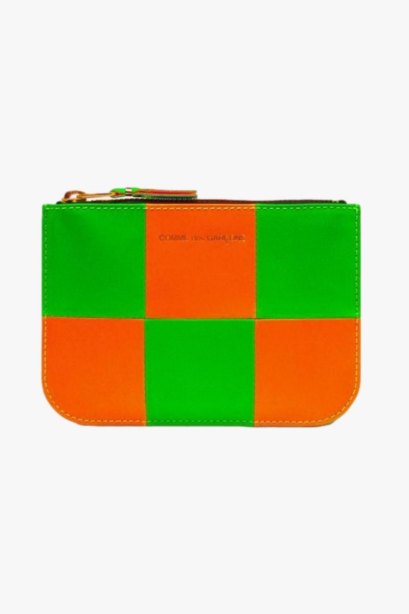 Cdg wallet fluo squares Orange green