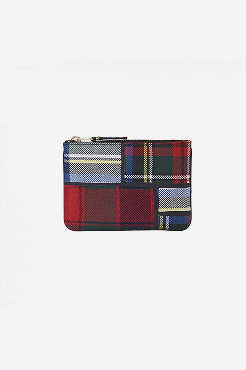 Cdg wallet tartan patchwork Red