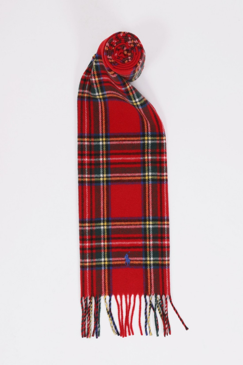 Tartan wool scarf Red