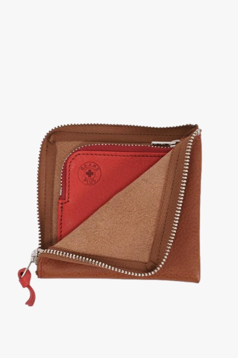 Beams plus Double zip wallet Brown red - GRADUATE STORE