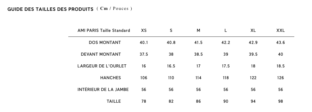 Fit/Size Guide